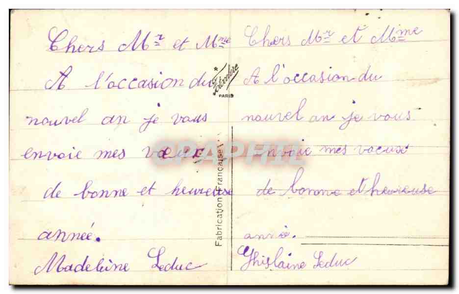 CPA Fantaisie Enfant Bonne annee — Rückseite