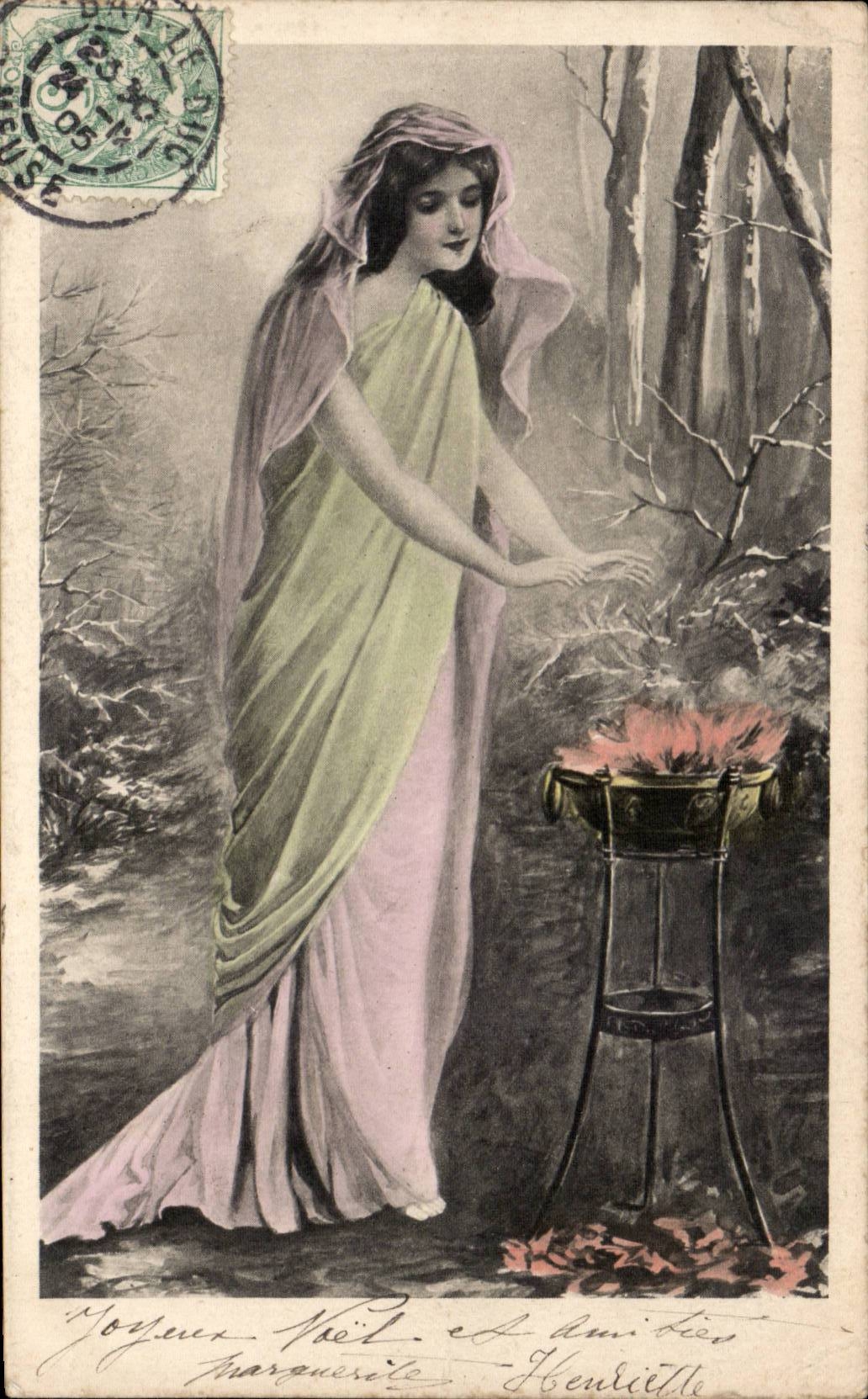 CPA Fantaisie Femme Heureux Noel Christmas