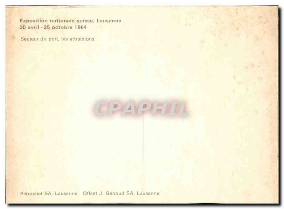 CPM Exposition nationale suisse Lausanne avril octobre 1964 Secteur du port les attractions — Rückseite