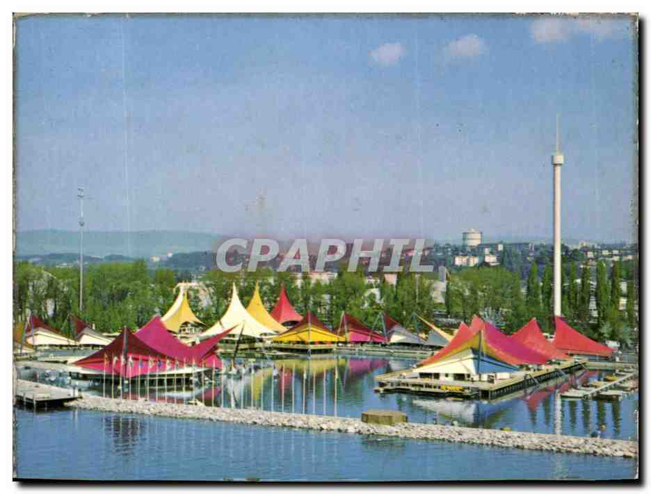 CPM Exposition nationale suisse Lausanne avril octobre 1964 Secteur du port vue aerienne