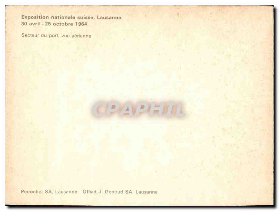 CPM Exposition nationale suisse Lausanne avril octobre 1964 Secteur du port vue aerienne — Rückseite