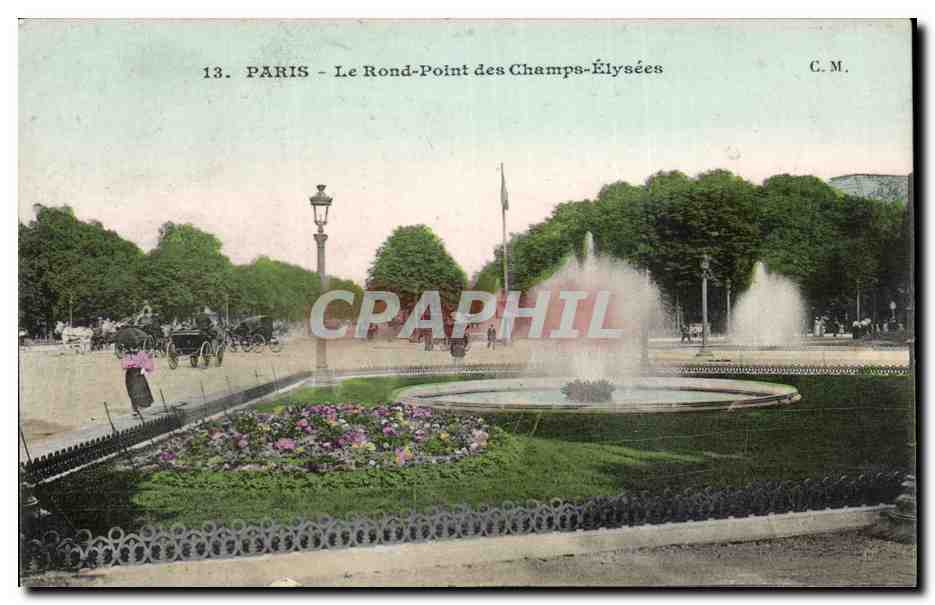 Paris CPA Le rond point des Champs Elysees