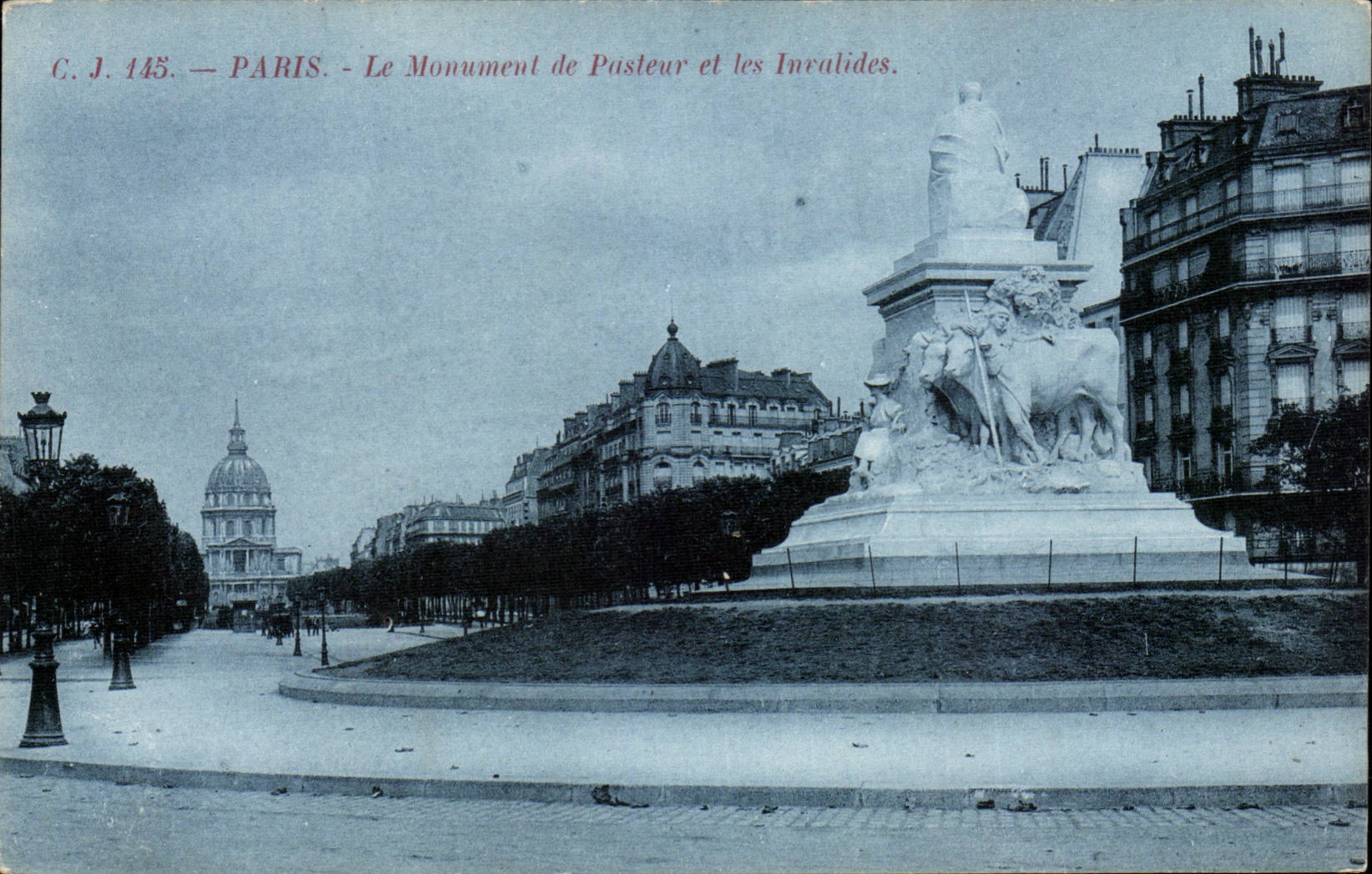 Paris CPA Le monument de pasteur et les Invalides