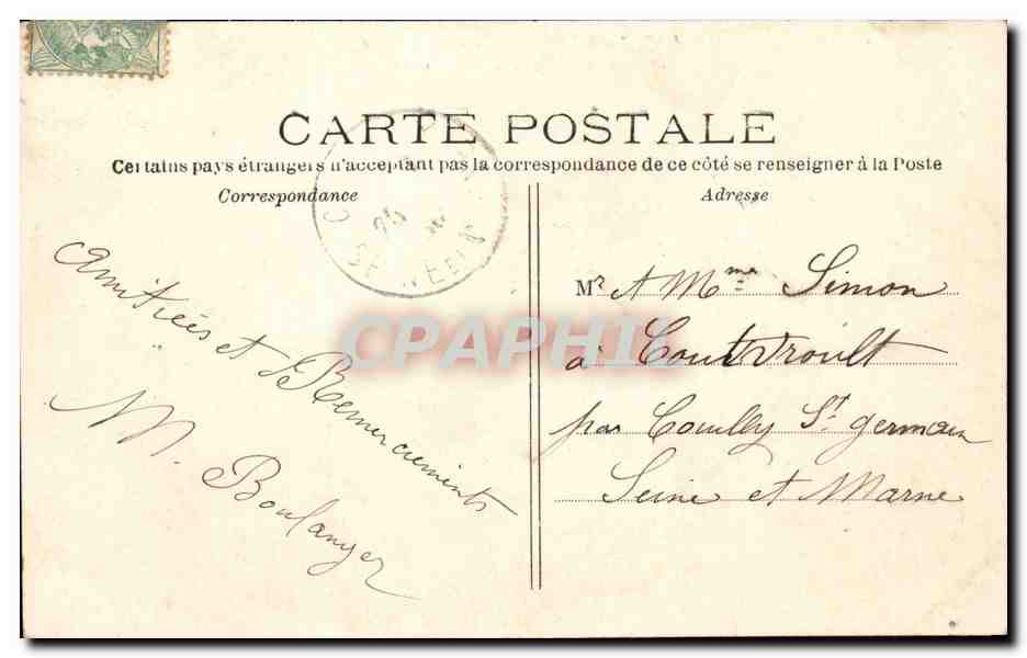 Paris CPA Ministere de l'interieur Place Beauvau — Verso