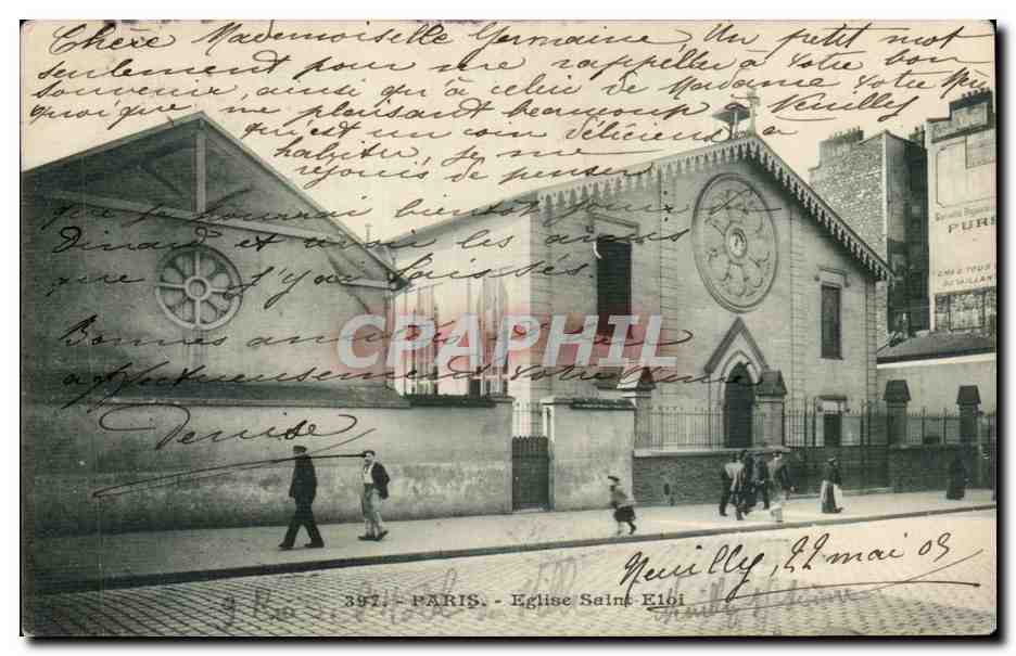 Paris - Église Saint-Eloi — carte postale datée du 22 mai 1905
