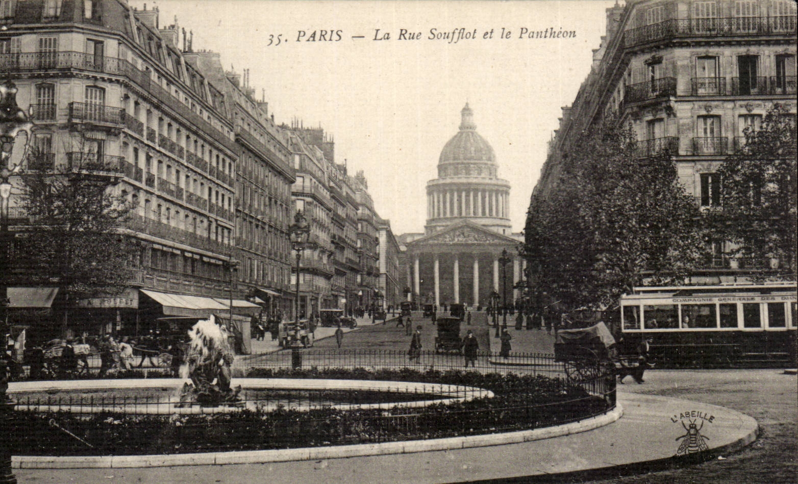 Paris CPA La rue Soufflot et le Pantheon