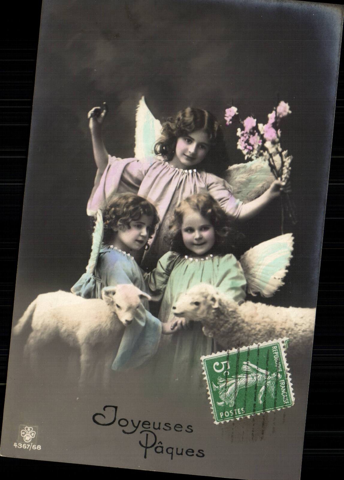 CPA Fantaisie Enfants Moutons Agneaux