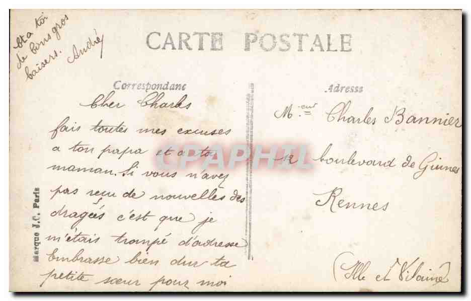 CPA Fantaisie enfant Joyeuse Annee — Rückseite