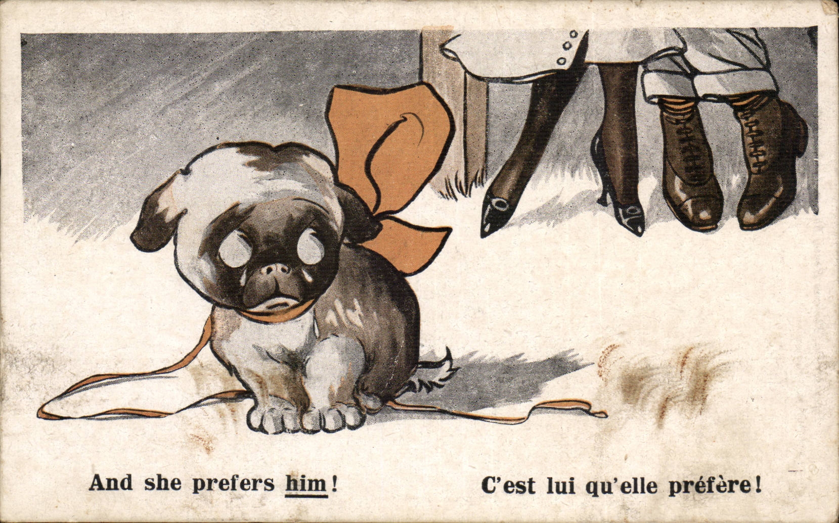 CPA Fantaisie Chien Dog And she prefers him