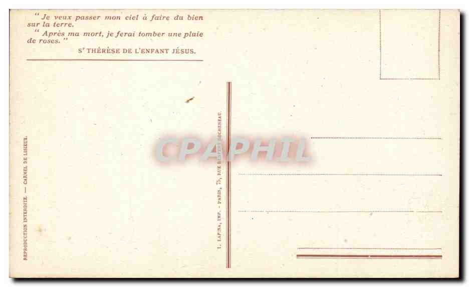 CPA Fantaisie Femme Therese de l'enfant Jesus  — Rückseite