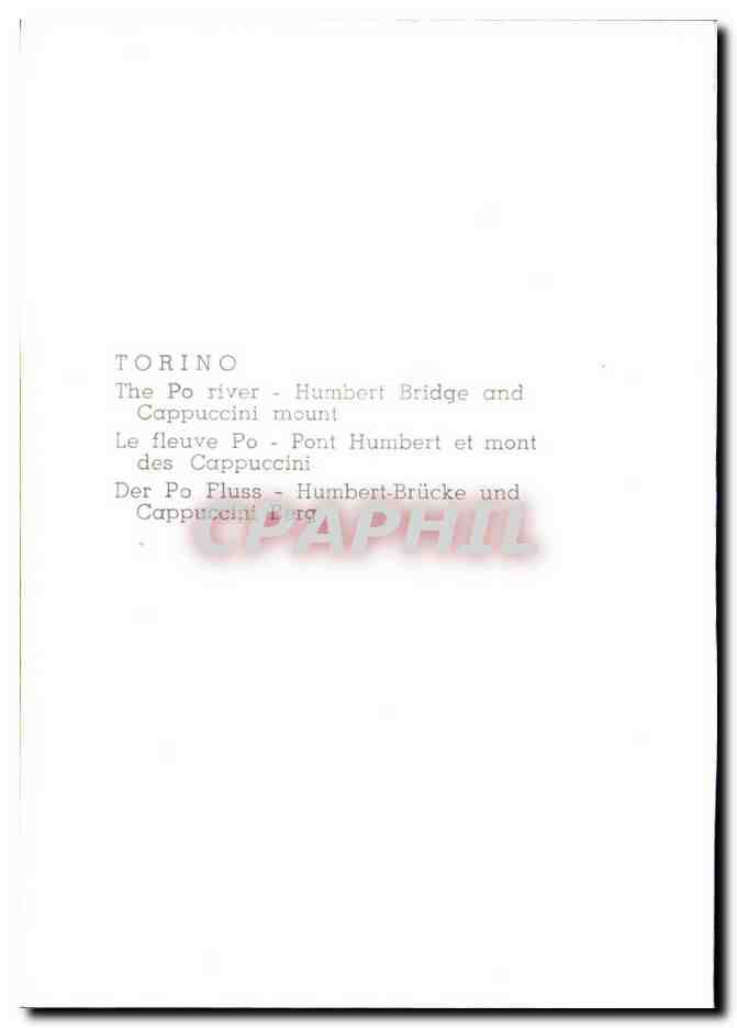 Italie italia Torino CPSM Il po Ponte Umberto e monte Dei Cappucini — Rückseite