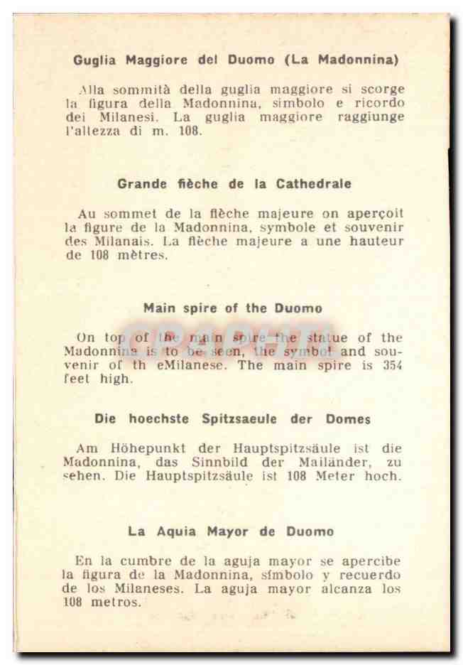 Italie italia CPSM Milano — Rückseite