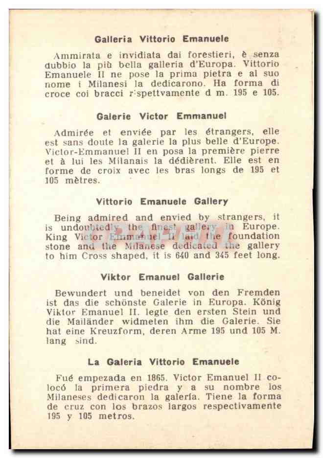 Italie italia CPSM Milano — Rückseite
