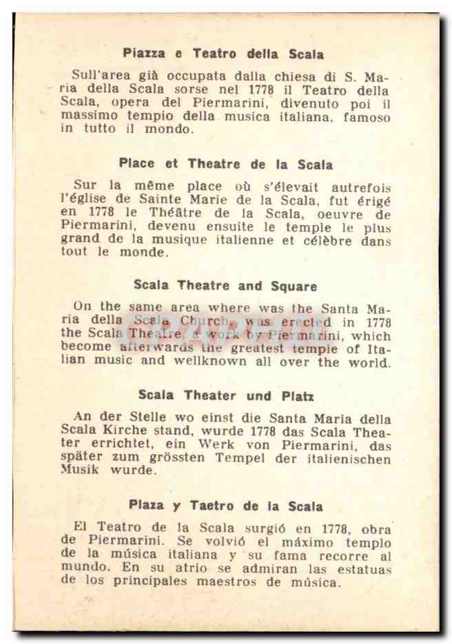 Italie italia CPSM Milano — Rückseite