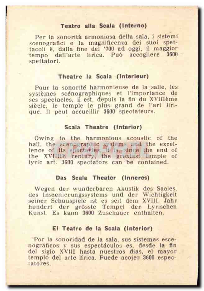 Italie italia CPSM Milano Scala — Rückseite