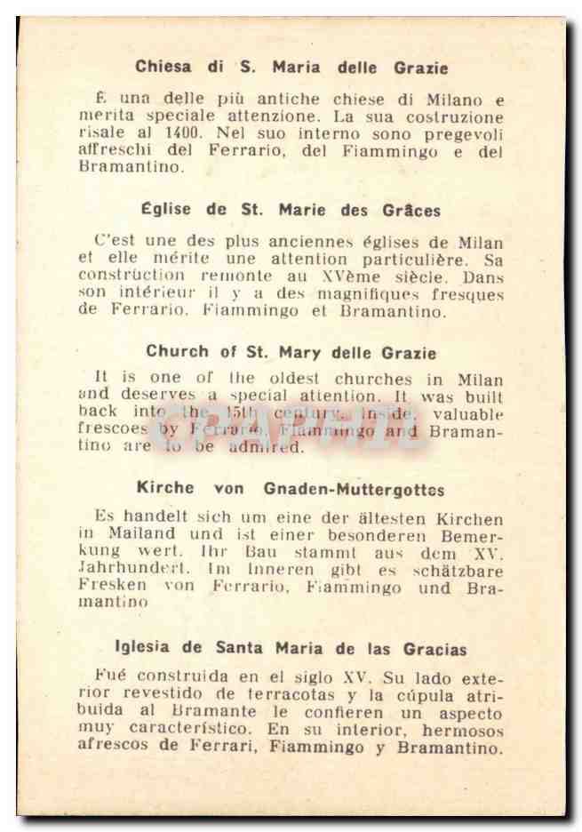 Italie italia CPSM Milano — Rückseite