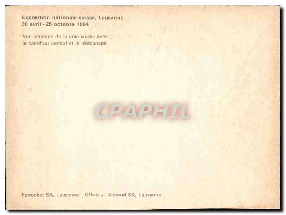 CPM Exposition nationale suisse Lausanne 1964 Carrefour central et le telecanape — Rückseite