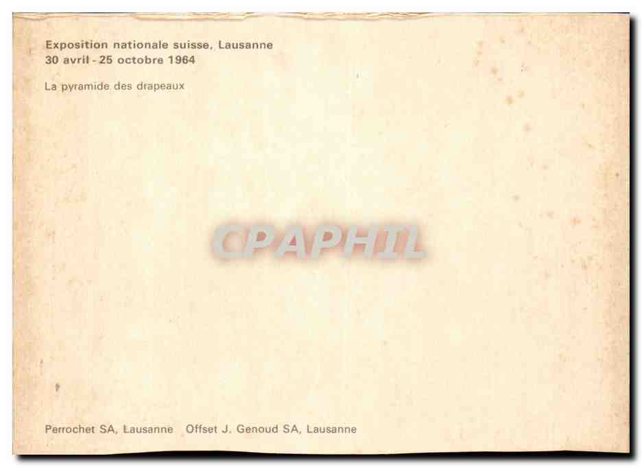 CPM Exposition nationale suisse Lausanne 1964 La pyramide des drapeaux — Rückseite