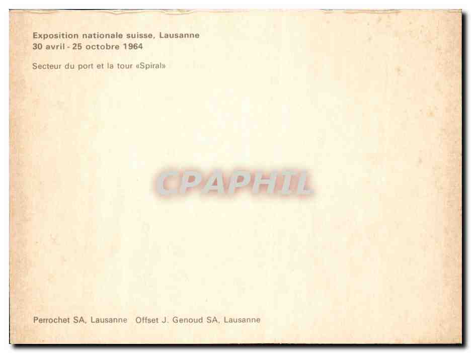 CPM Exposition nationale suisse Lausanne 1964 Secteur du port et la tour Spiral — Rückseite