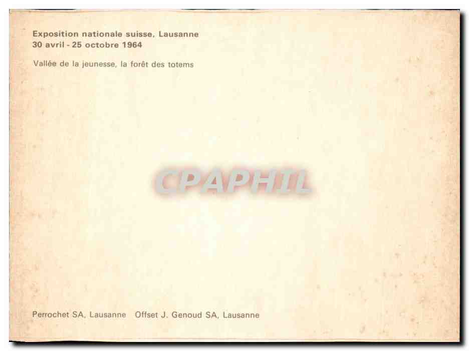 CPM Exposition nationale suisse Lausanne 1964 VAllee de la jeunesse la foret des Totems — Rückseite