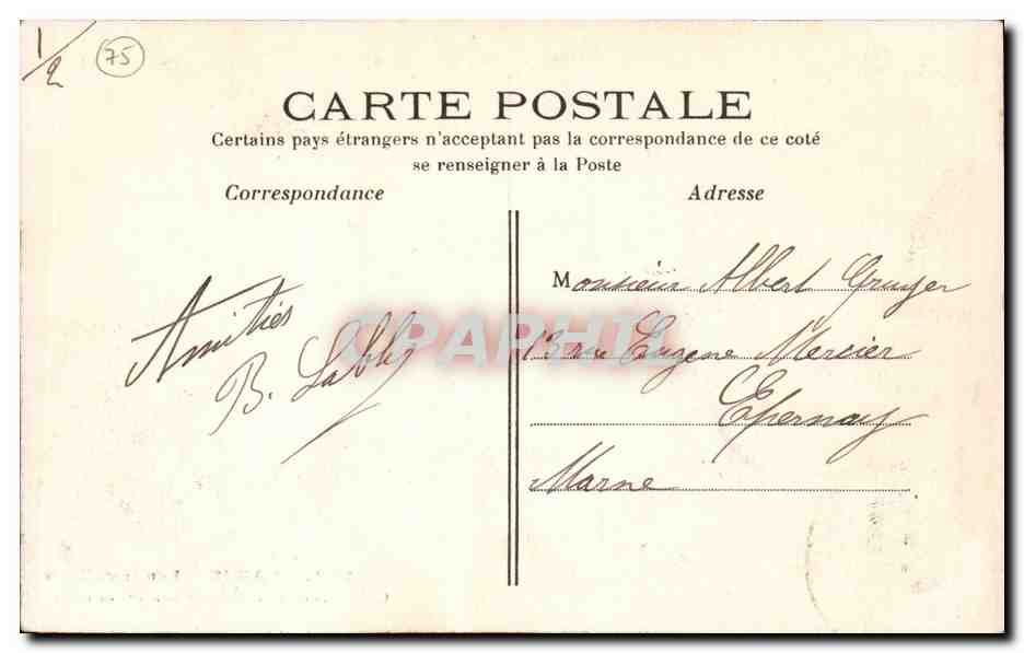 Paris CPA Hotel des Invalides Tombeau de Napoleon 1er — Rückseite