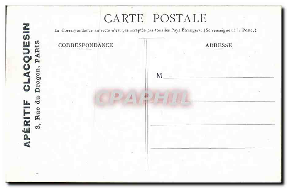 Paris CPA Porte Saint Martin Cafes Clacquesin — Verso