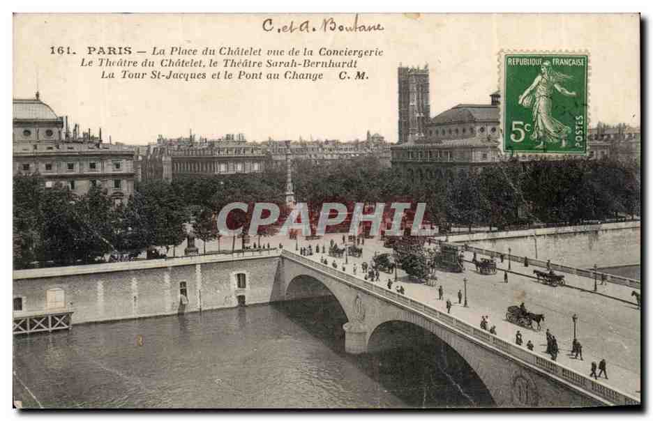 Paris CPA place du chatelet vue de la conciergerie