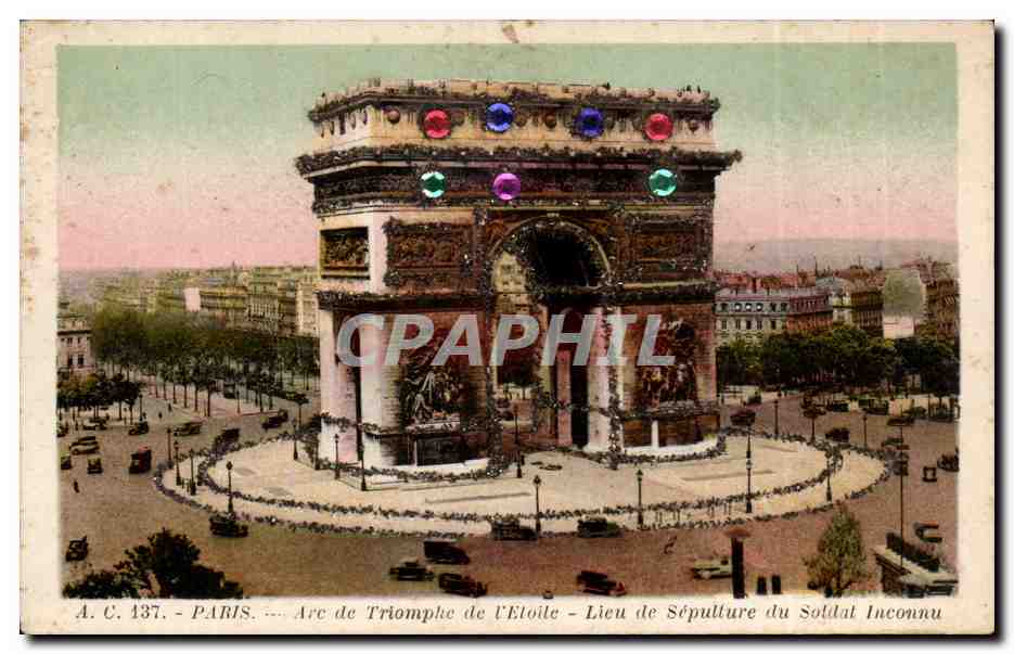 Paris CPA Arc de triomphe de l'etoile (decor incruste en relief)