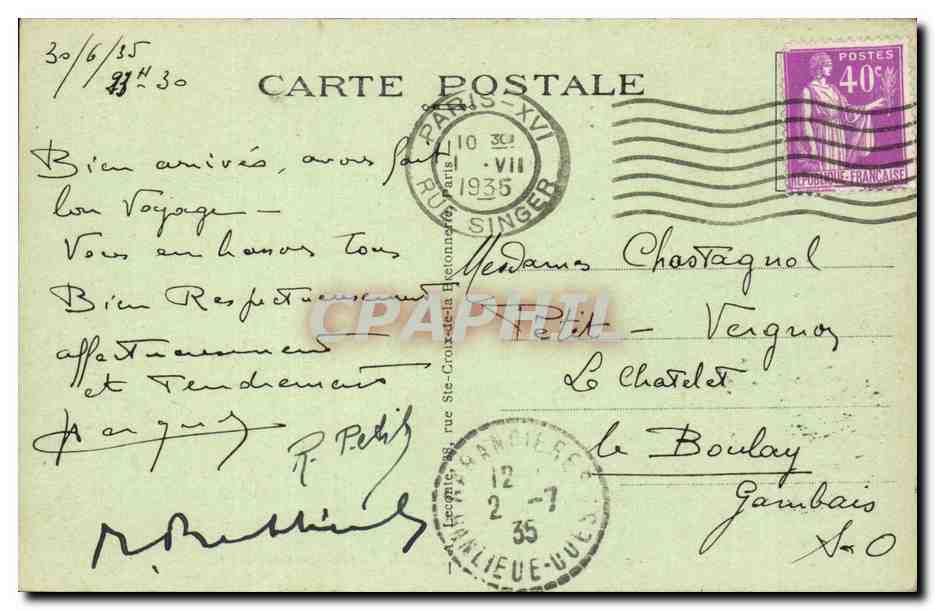 Paris CPA Avenue Foch  — Rückseite