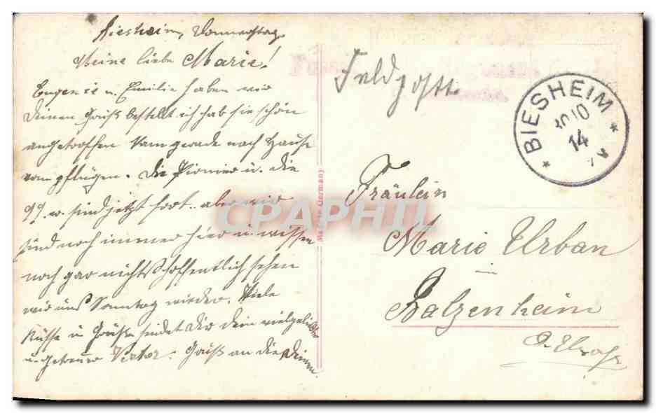 Portrait d'une jeune femme — éditeur GC, n° 3814/5 — Verso