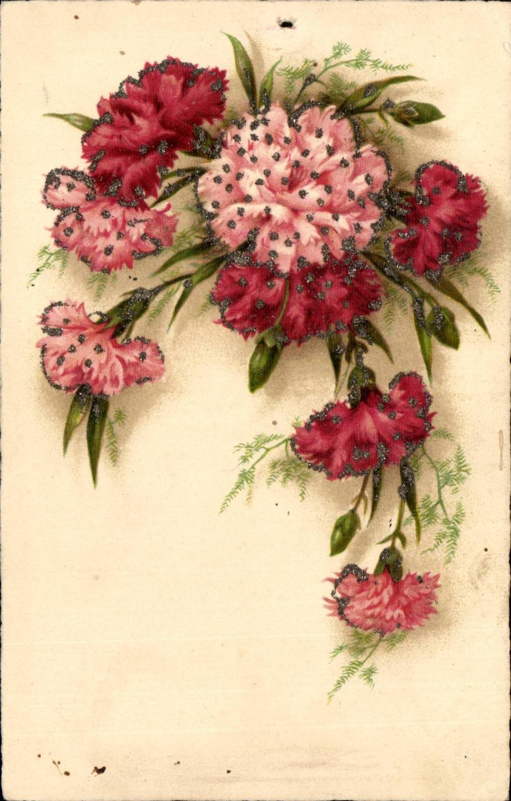 CPA Fantaisie Fleurs (brillants incrustes)