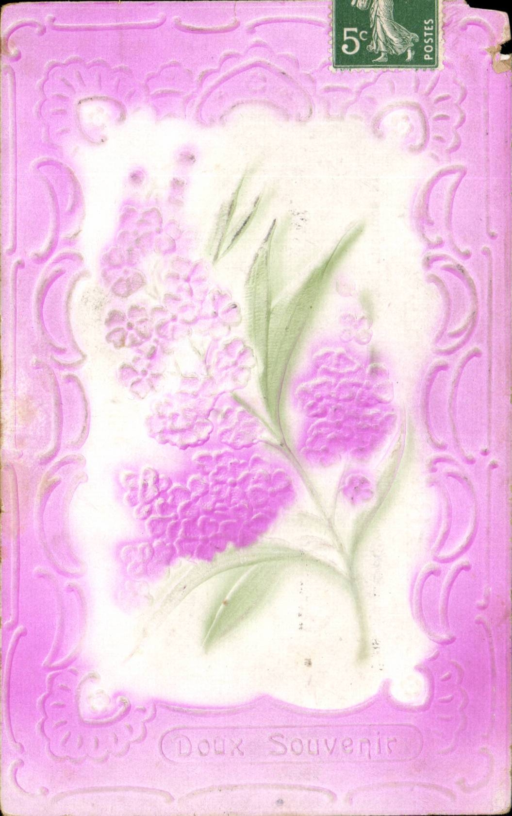 CPA Fantaisie Fleurs en relief 