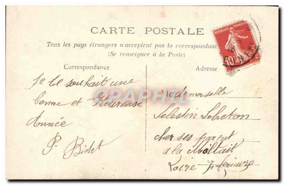 CPA Fantaisie Homme bonne annee — Verso