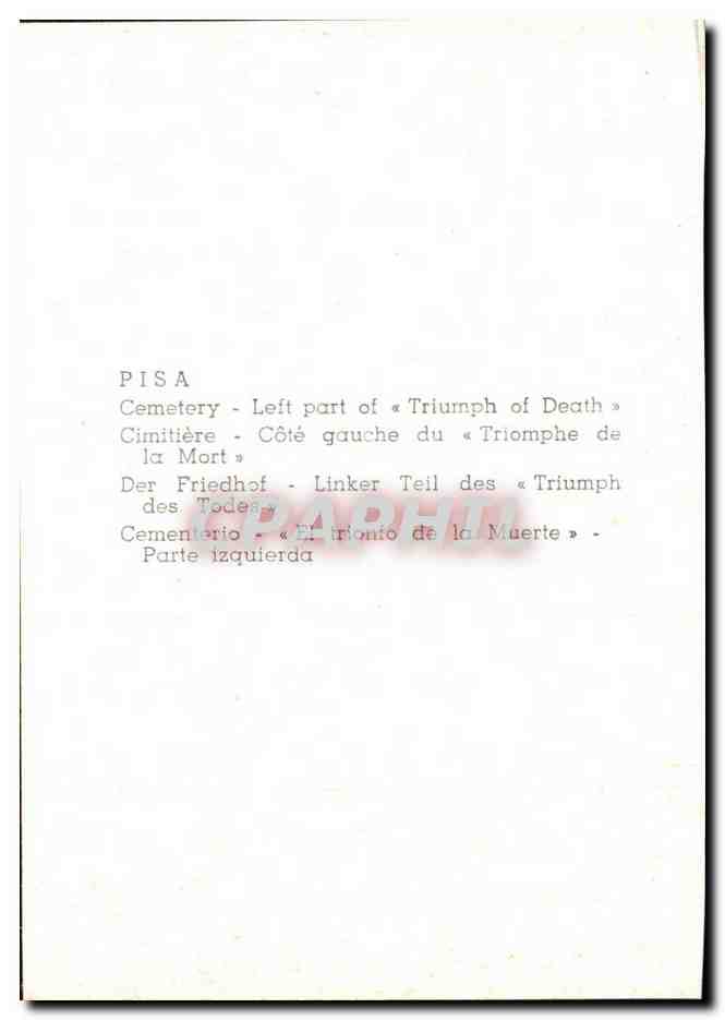 CPSM Italie Italia Pisa Camposanto Parte Sinistra del trionfo della Morte — Rückseite