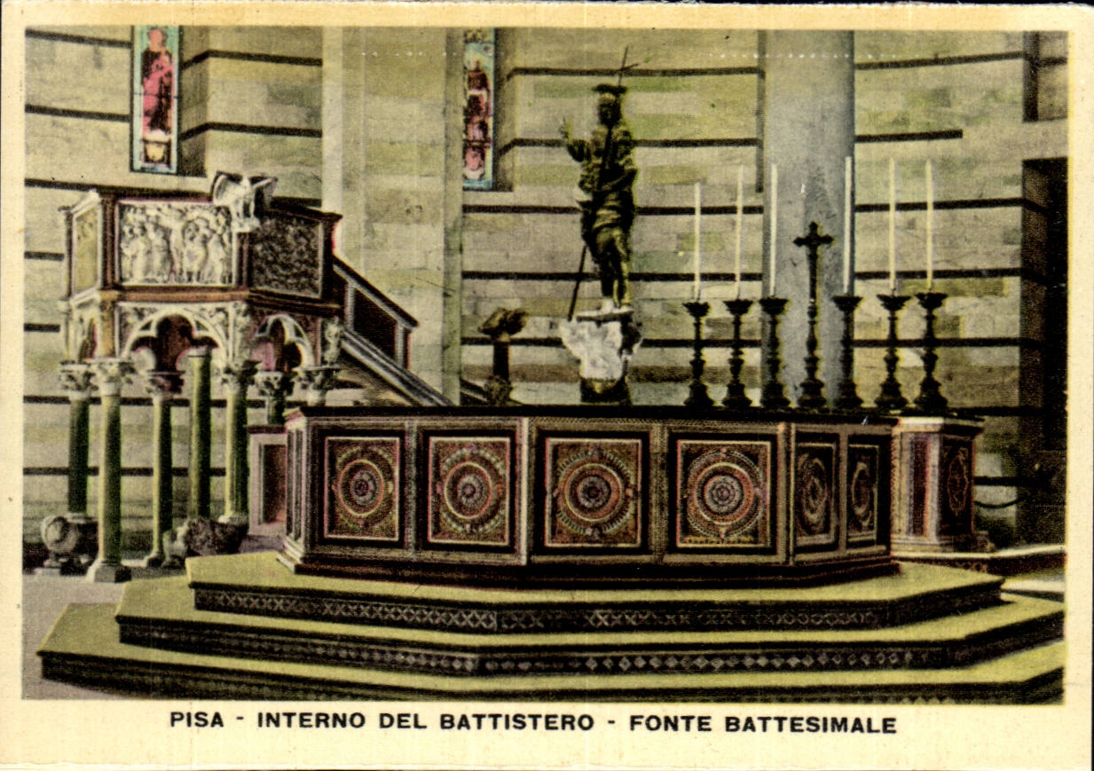 CPSM Italie Italia Pisa Interno del Battistero Fonte Battesimale