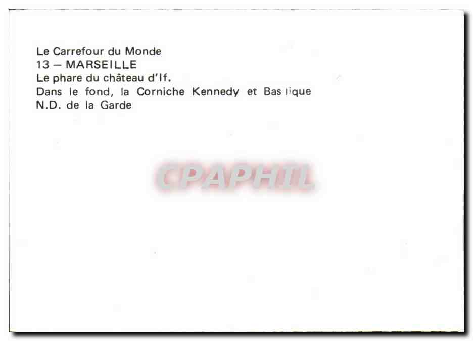 CPSM Maroc Marseille Chateau d'if Phare du chaetau Lighthouse Corniche Kennedy  — Verso