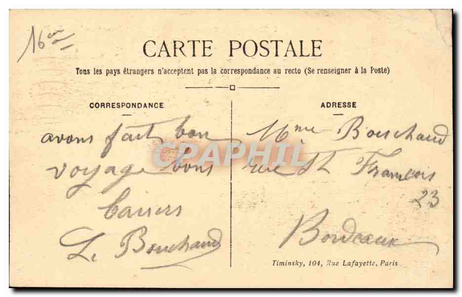 Paris CPA Le Trocadero — Rückseite