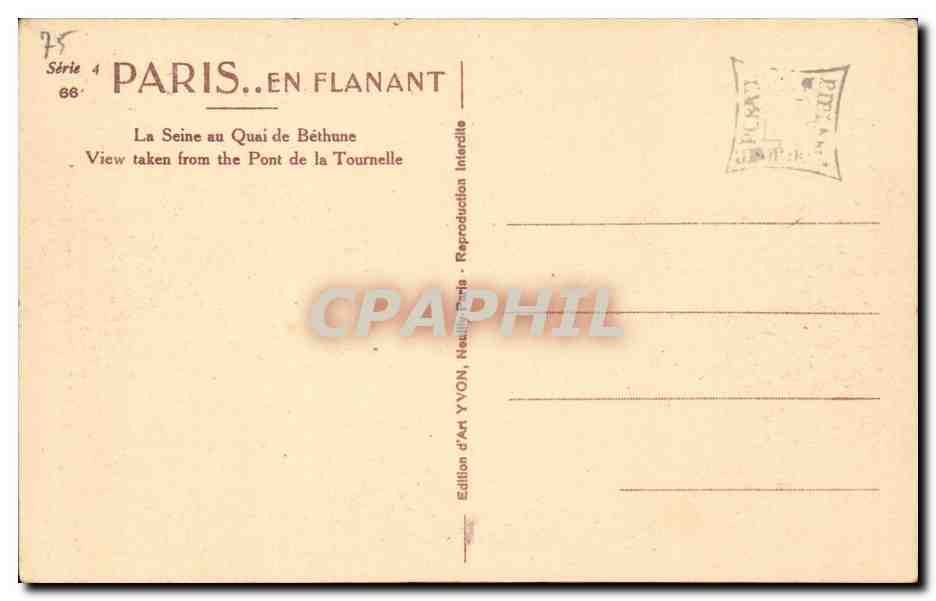 Paris CPA La Seine au quai de Bethune  — Rückseite