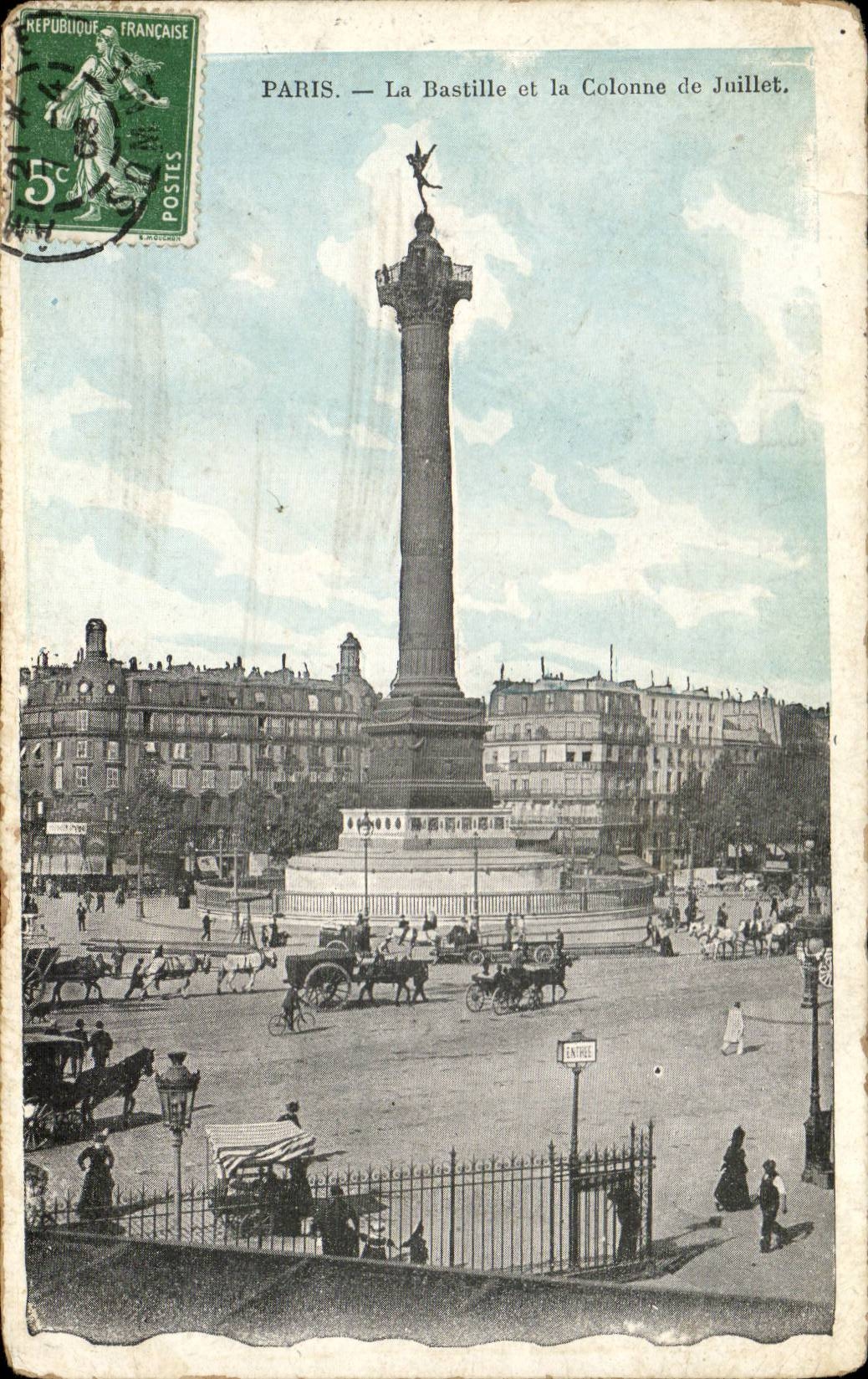 Paris CPA La Bastille et la colonne de Juillet