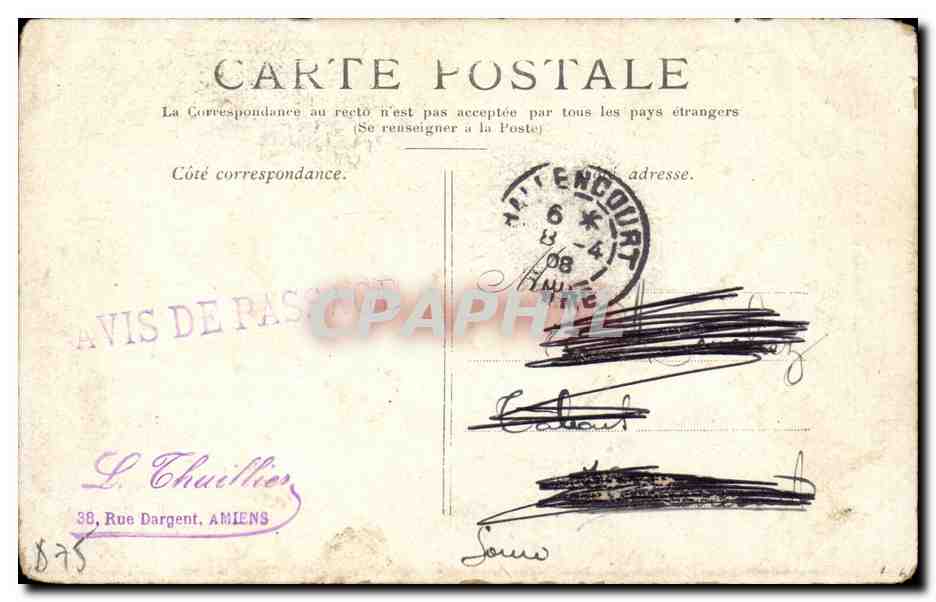 Paris CPA La Bastille et la colonne de Juillet — Verso