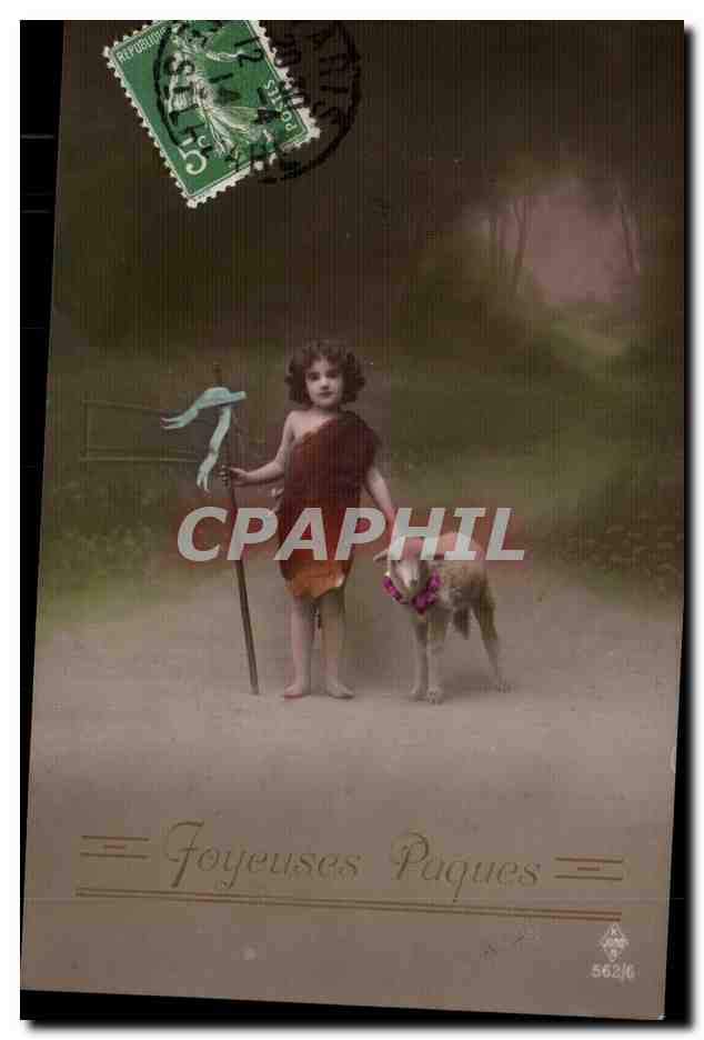 CPA Fantaisie Enfant Paques Easter Mouton Sheep