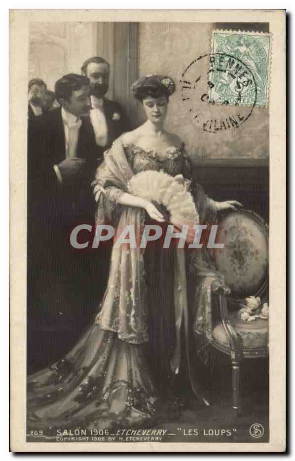 CPA FAntaisie Femme SAlon 1906 Etcheverry Les loups 