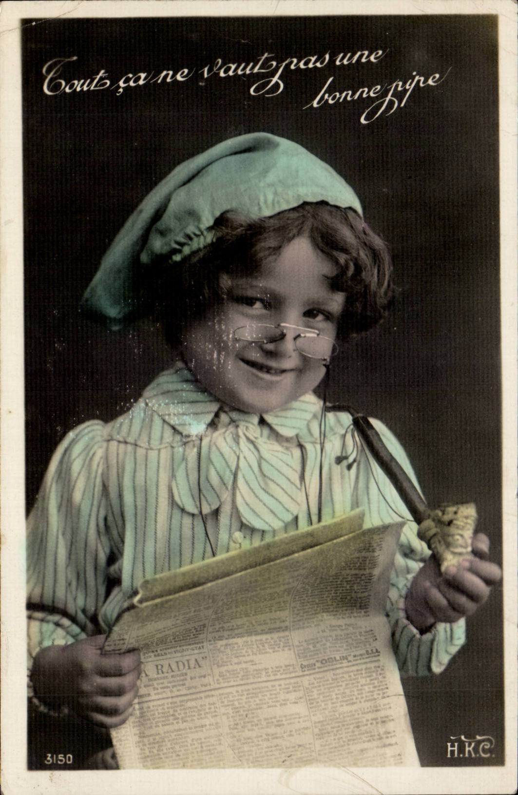 CPA FAntaisie Enfant et sa pipe ( tabac tobacco )