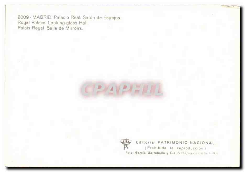 Palacio Real. Salón de Espejos — Madrid — Editorial PATRIMONIO NACIONAL — Rückseite