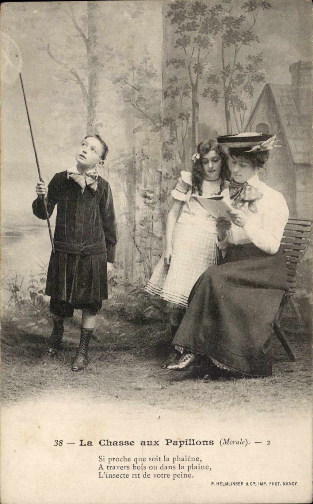 CPA Fantaisie Enfant La chasse aux papillons Butterfly