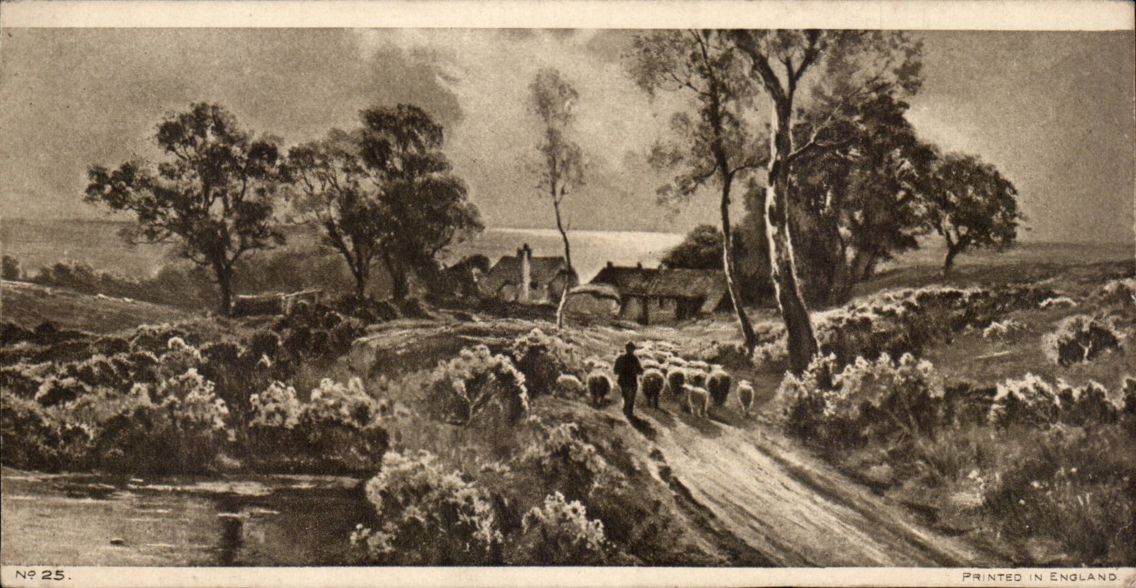 CPA Fantaisie Paysage Moutons