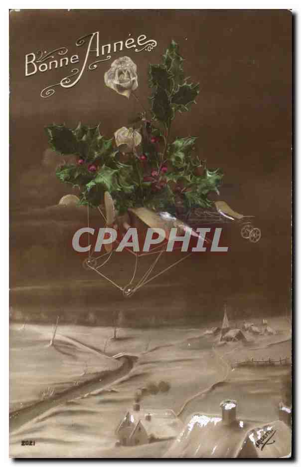CPA Fantaisie Avion Aeroplane Bonne annee