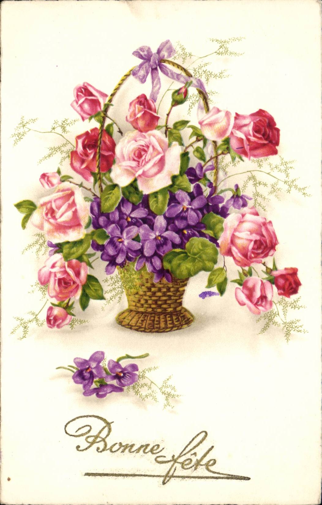 CPA Fantaisie Fleurs Bonne fete