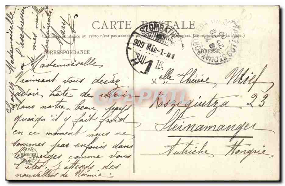 La jolie Bouquetière — poème imprimé — I. R. N. — Verso