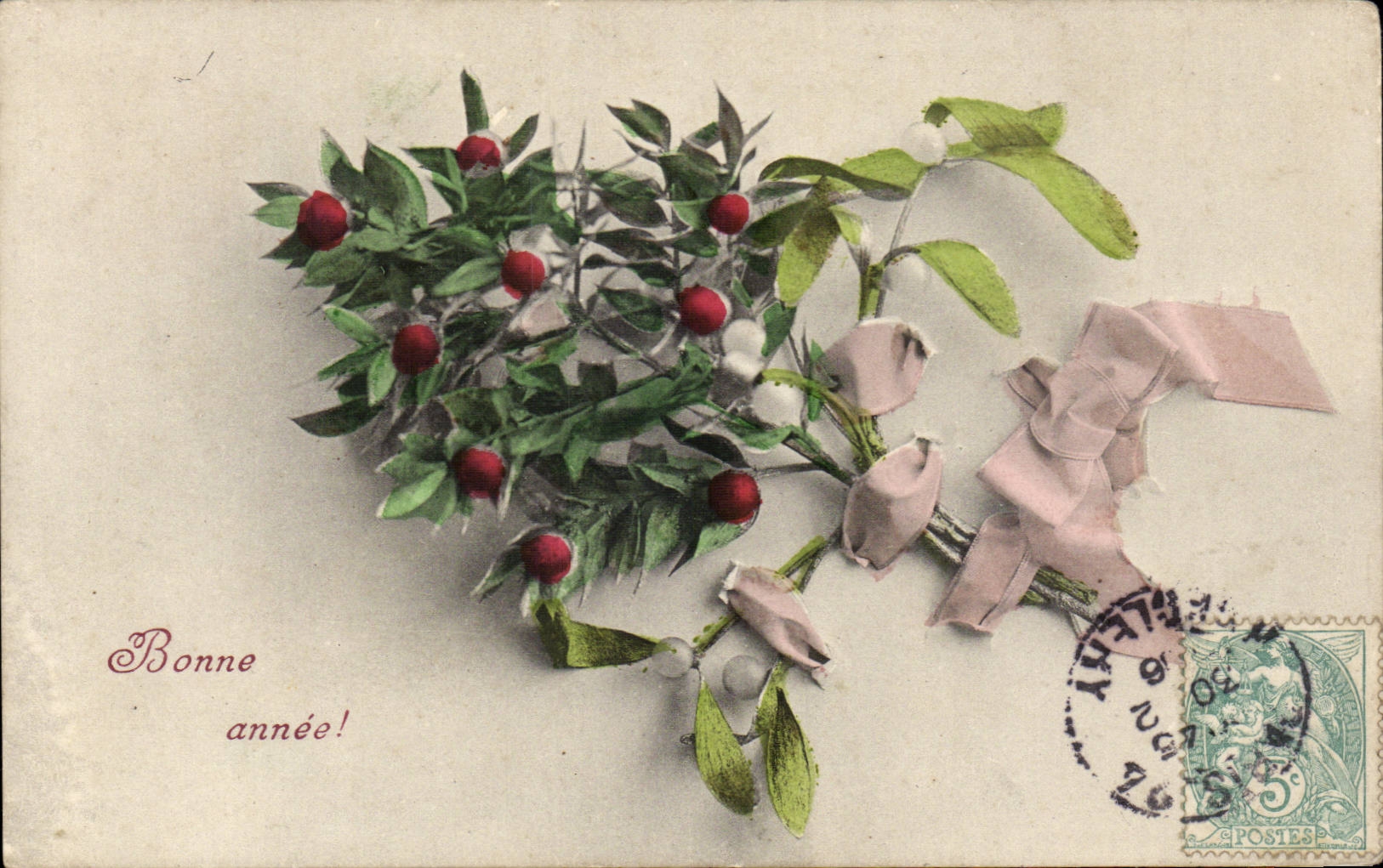 CPA Fantaisie fleurs Bonne annee
